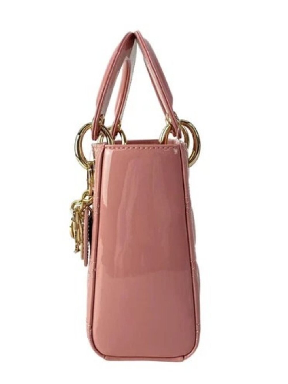 DIOR/ChristianDior Lady Dior Mini Bag Pink Patent Leather Handbag - Picture 4 of 16